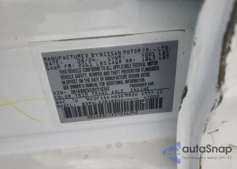 2025 Nissan Sentra Sv from USA, damaged, VIN 3N1AB8CVXSY216342